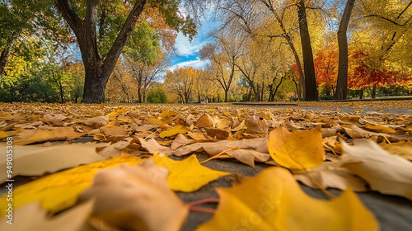 Obraz 秋の公園と落葉