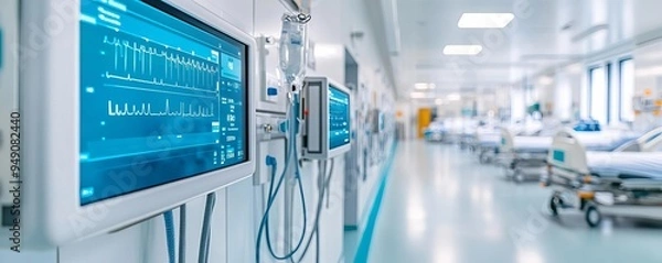 Obraz Healthcare facility with smart building technology for energy conservation, eco-friendly design, green healthcare