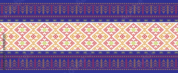 Obraz Traditional pattern, fabrics, asian pattern, islamic border, repeat, handmade pattern, ethnic background, ulos batak