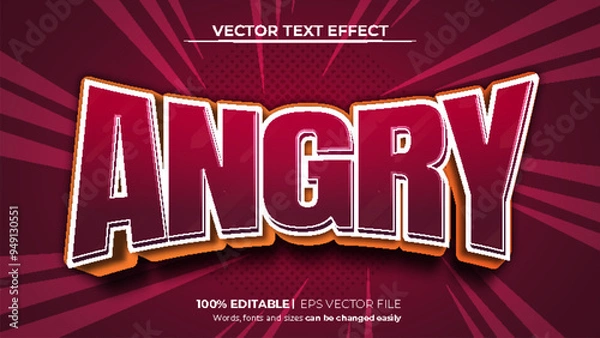 Obraz Vector angry editable 3d text effect template with red gradient background