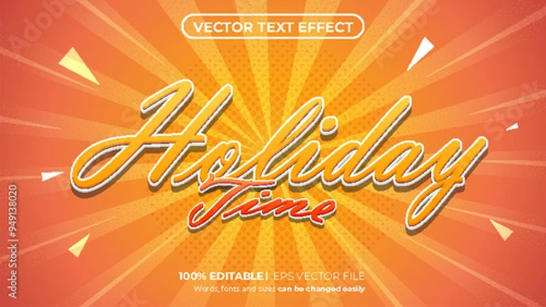 Obraz Vector holiday time editable 3d text effect template with cartoon gradient background