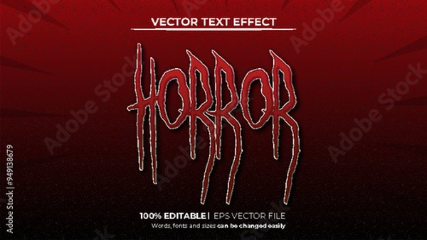 Obraz Horor 3d comic style Editable vector text effect with red background