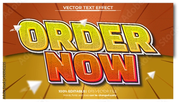 Obraz Vector order now bold 3d editable text effect style