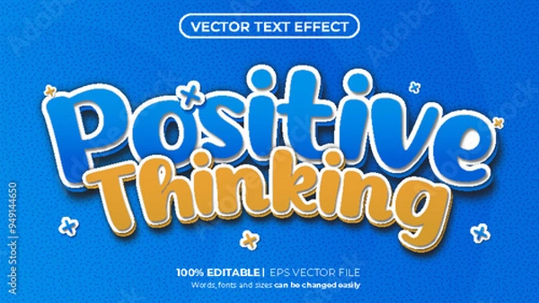Obraz Positive thinking 3d style editable text effect use for logo and business brand