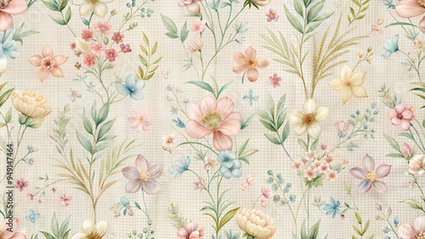 Fototapeta Seamless soft linen fabric texture in pastel shades, realistic patterns, natural colors, soft lighting