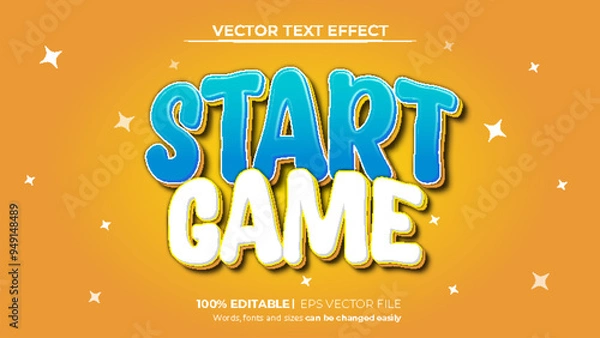 Obraz Vector fun start game editable 3d text effect template with sparkle gradient background