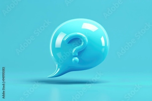 Fototapeta A bright blue sphere with a white question mark symbol