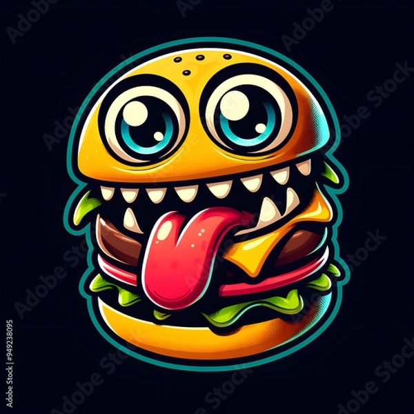 Obraz cartoon monster hamburger