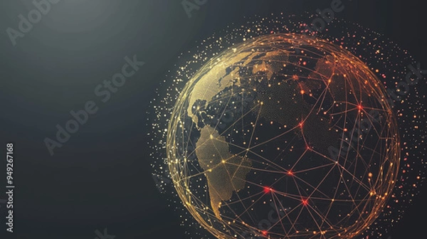 Obraz background Innovation network points Earth's surface wave background Abstract digital wave background information technology background The background is the background. gradient wave digital wave ban