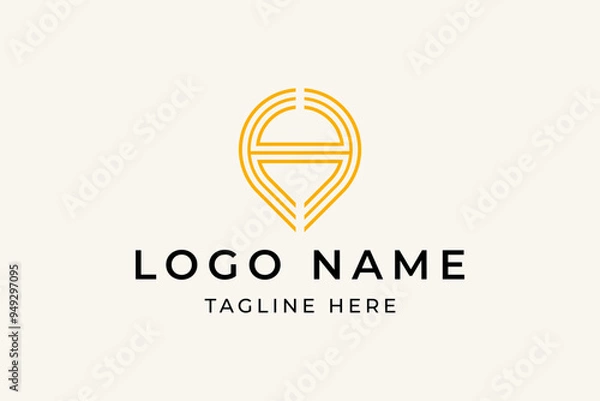 Fototapeta Pin location with letter h logo