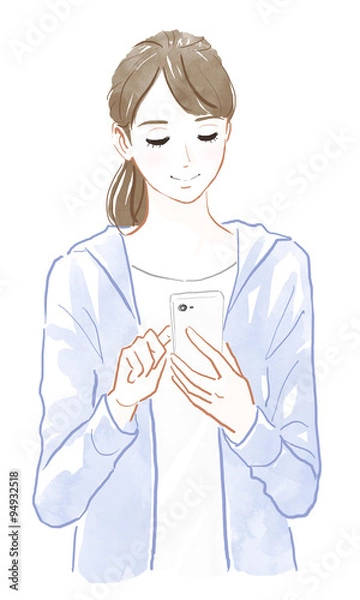 Obraz スマートフォンを操作する女性