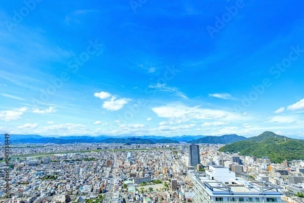Obraz 岐阜市、岐阜シティタワー43最上階展望室からの眺め（忠節橋通り方面）