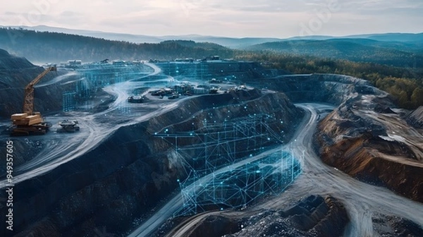 Fototapeta Advanced IoT sensors and analytics systems providing real time data and insights on the environmental impact of mining data driven decisions for sustainability and efficiency