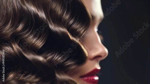 Fototapeta A person with big, glamorous waves styled to perfection, creating a voluminous and red carpetready appearance