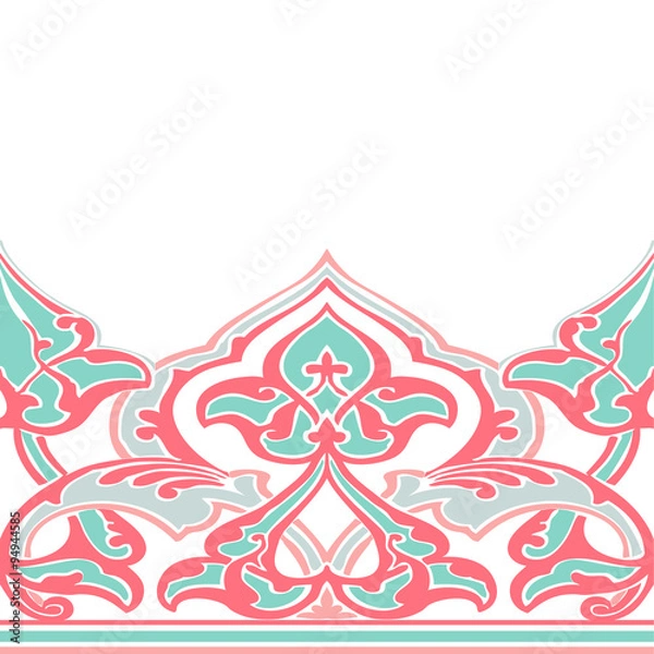 Fototapeta Vector ornate seamless border in Eastern style.