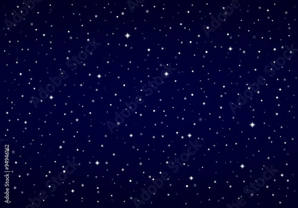 Obraz Night Sky, Snow, Stars | Christmas Background