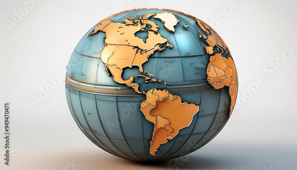 Fototapeta World Globe on White
