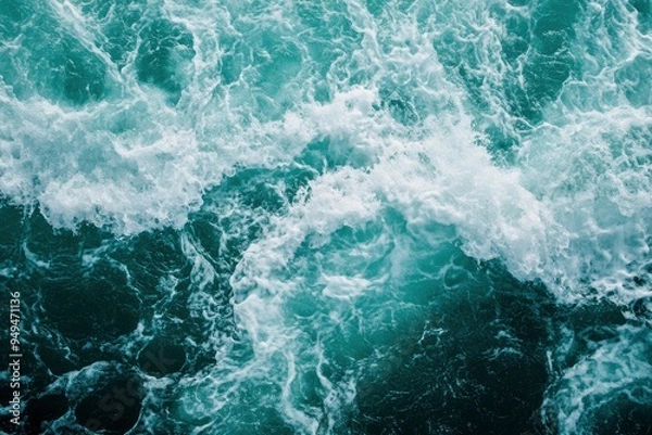 Fototapeta Ocean water background with foam. Ocean water splash. Not a calm , ai