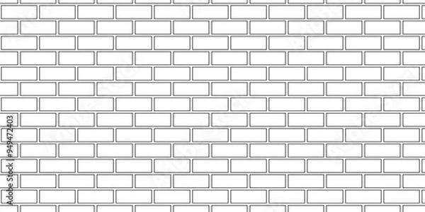 Fototapeta White brick blank home wall texture copy for space panorama white tiles and black joints. white brick wall used for background.	
