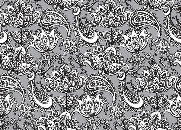 Fototapeta Vector seamless pattern with hand drawn Henna  design elements