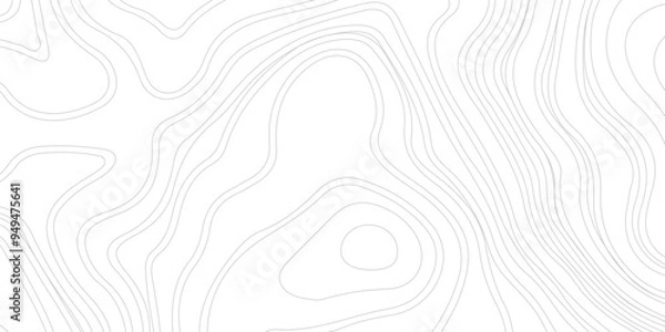 Obraz The concept of a conditional geography scheme and the terrain path. Ultra wide, Black on white contours vector topography stylized height of the lines.