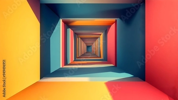 Obraz Impossible Geometric Abstract Shape on Vibrant Color Background,Mind-Bending Optical Illusion Composition