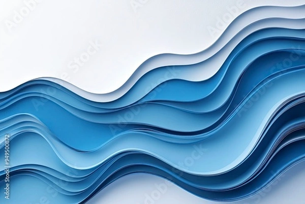 Fototapeta Elegant blue wave pattern on a simple white surface. Premium wave background for banners, posters or wallpaper , ai