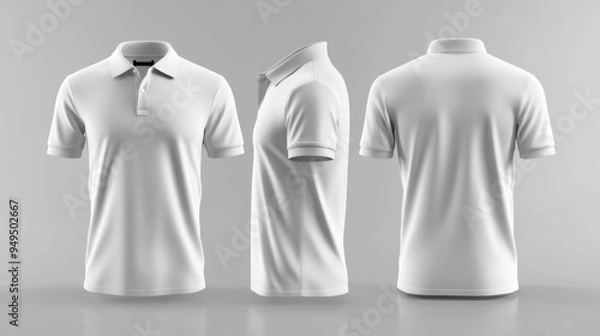 Obraz Classic White Polo Shirt Mockup with Different Angles Generative AI