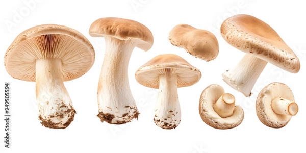 Fototapeta A collection of Champignon mushrooms, highlighting their rich nutrients and versatility in cooking..