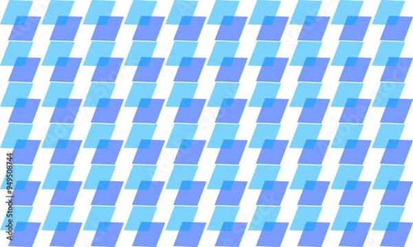 Fototapeta Blue block square line column overlap on white pattern, vertical Zig zag chevron on white tile repeat seamless pattern replete image design fabric print, rhombus