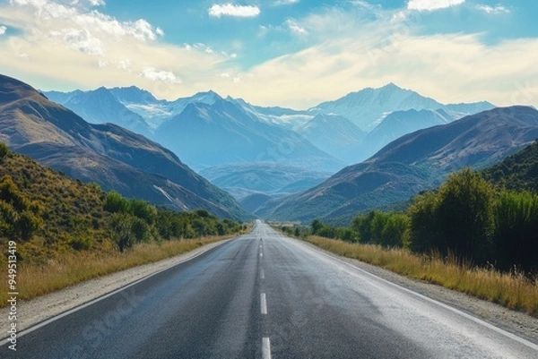 Fototapeta Landscape with road and mountains , ai