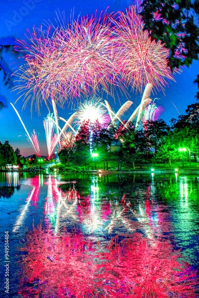 Obraz 夜空を染める夏花火