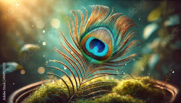 Fototapeta 幻想的なクジャクの羽