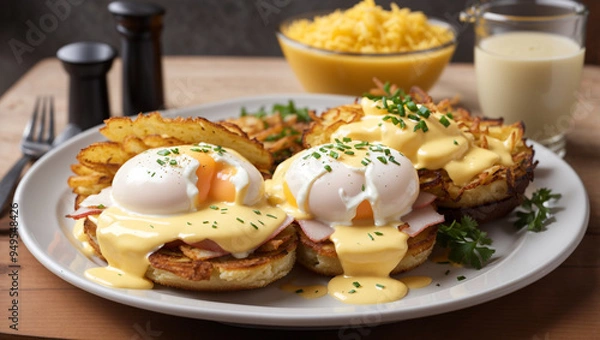 Obraz egg with bacon and toast