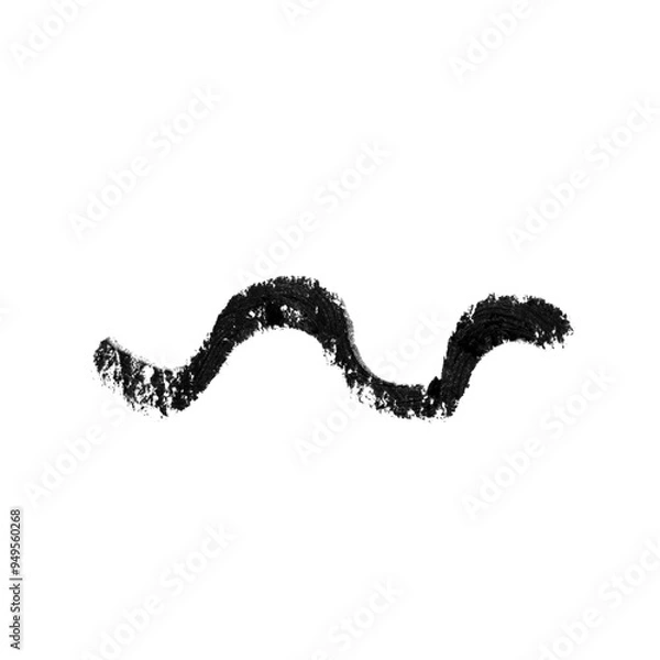 Fototapeta Hand drawn line of black eyeliner on a white background. Macro photo. isolated