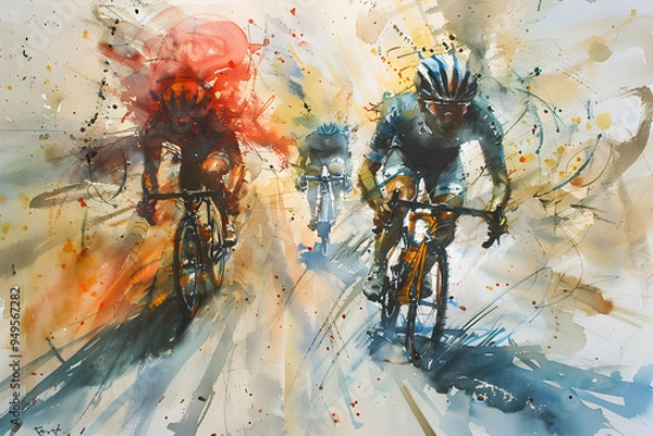 Fototapeta abstract background with bicycle racers