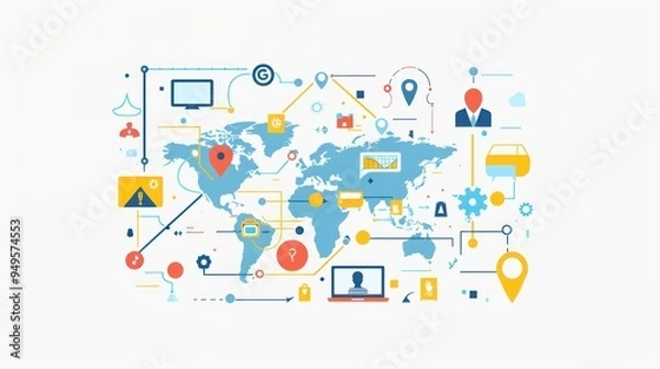 Fototapeta Global Network and Connection Illustration