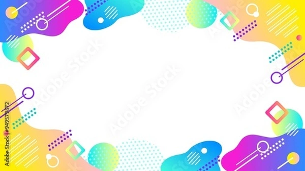 Obraz 流体シェイプや幾何学模様のグラデーションのクリエイティブなフレーム背景　サイズ比率16:9　RGB