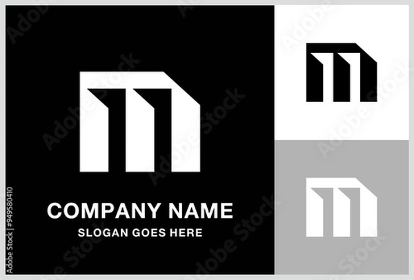 Obraz Monogram Letter M Geometric Square Cube Business Company Stock Vector Logo Design Template