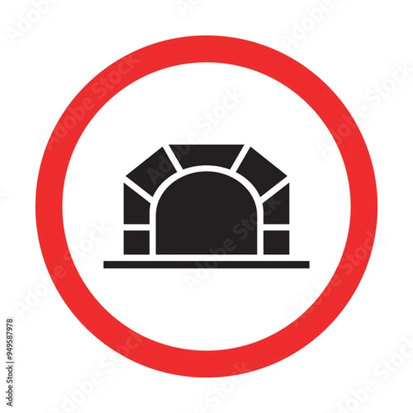 Obraz Tunnel traffic sign within a round red bar, Traffic signs vector design