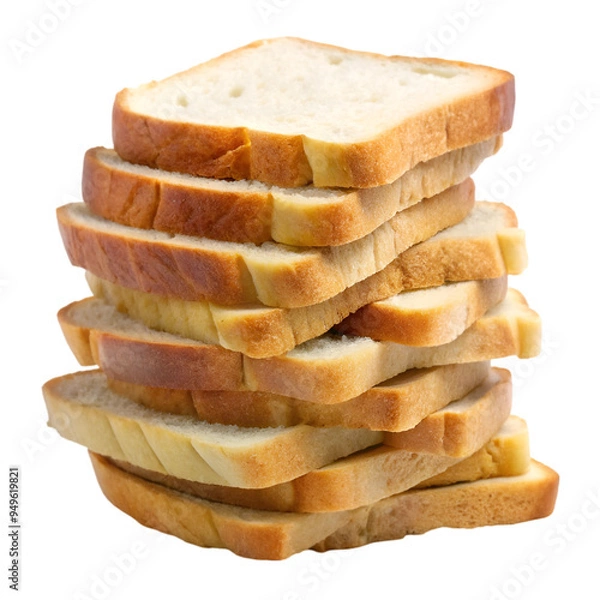 Obraz Stacked bread slices Isolated white background