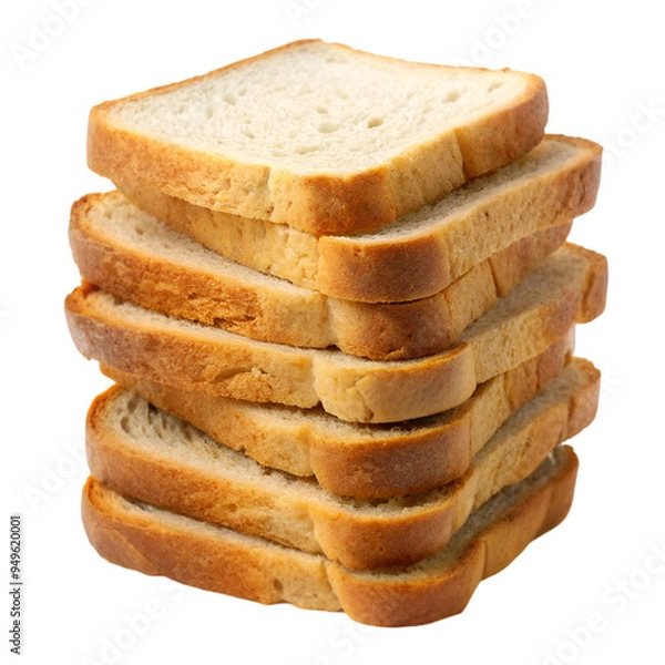 Obraz Stacked bread slices Isolated white background