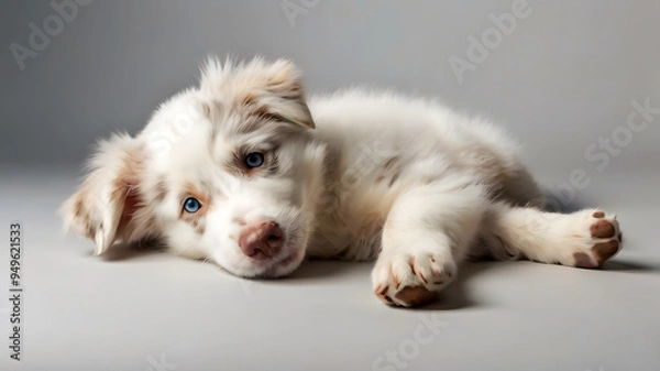 Fototapeta Studio Portrait of an Australian Shepherd puppy