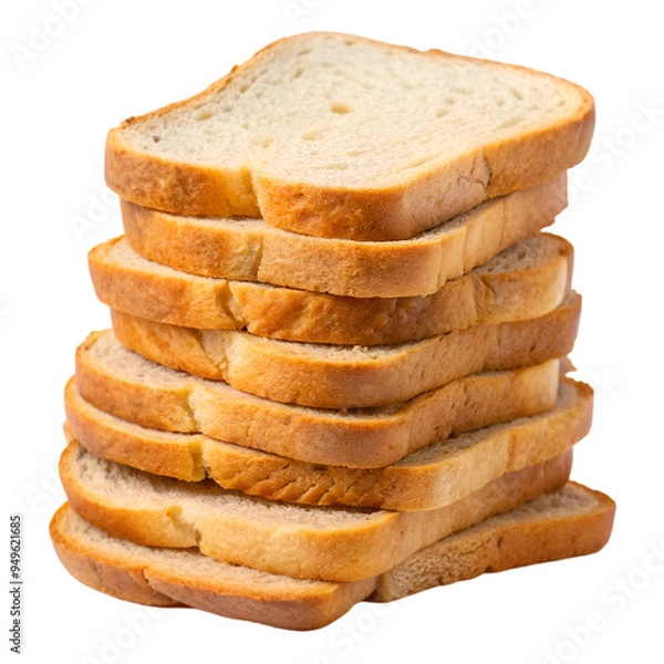 Obraz Stacked bread slices Isolated white background