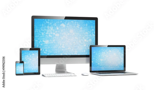 Fototapeta Ultimate web design, laptop, smartphone, tablet, computer, display