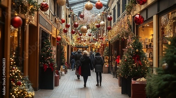 Obraz Christmas Shopping Under Festive Lights