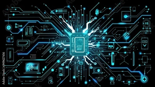 Obraz digital illustration of an electric circuit