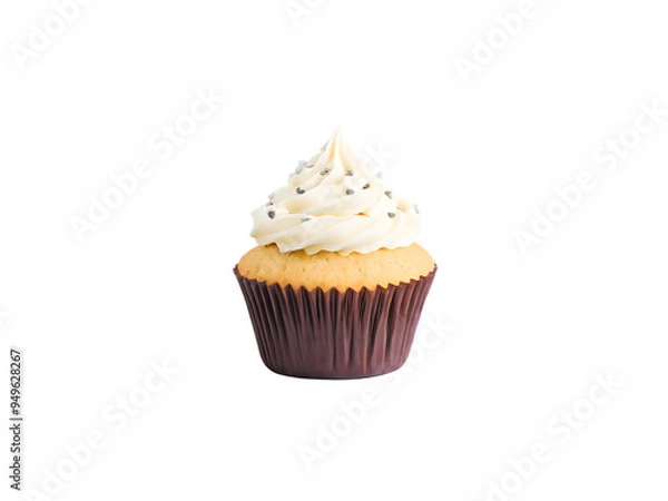 Obraz fresh tasty delicious cupcake muffin with sprinkles and icing isolated on transparent background 