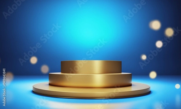 Obraz podium with blue background