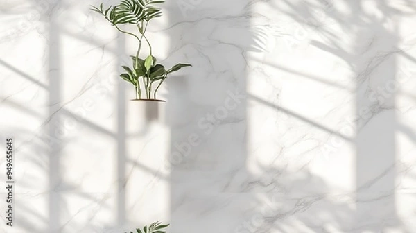 Fototapeta A captivating minimalist close-up of pristine white marble, blending realism with modern freshness through crisp, clean lines for a serene and stylish desktop experience